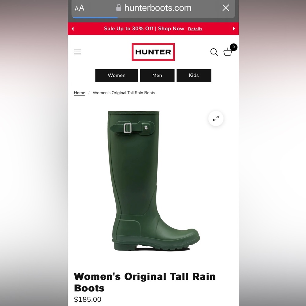 Hunter Boots size 8 never worn